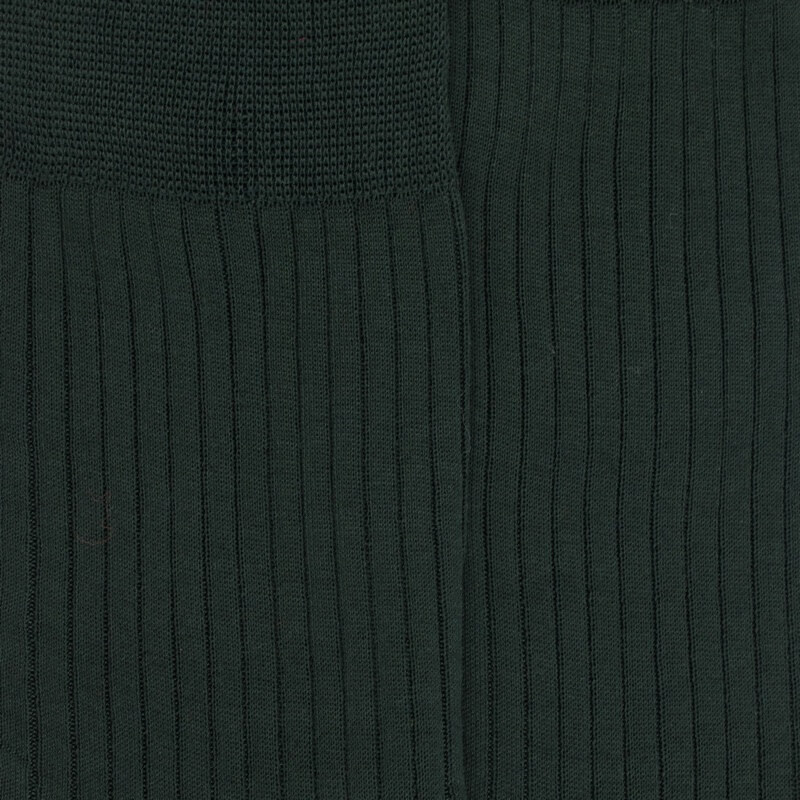 Chaussettes homme fines à côtes en fil d'Écosse - Vert thym | Doré Doré