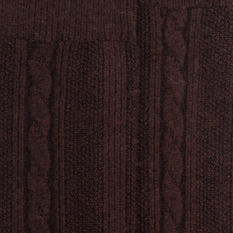 Calze lunghe da donna in lana vergine e cashmere tinta unita con motivo treccia - Marrone cioccolato | Doré Doré