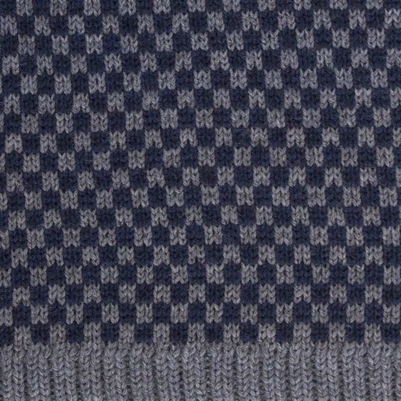 Sciarpa uomo in lana vergine fantasia rettangoli a due colori - Grigio Oxford | Doré Doré