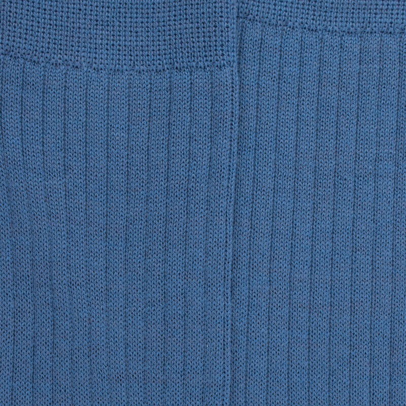 Calze lunghe da uomo a coste in lana - Blu macadam | Doré Doré