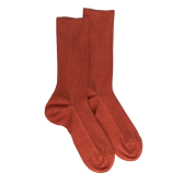 Calze da uomo a coste in cotone egiziano senza bordo elastico - Arancione | Doré Doré
