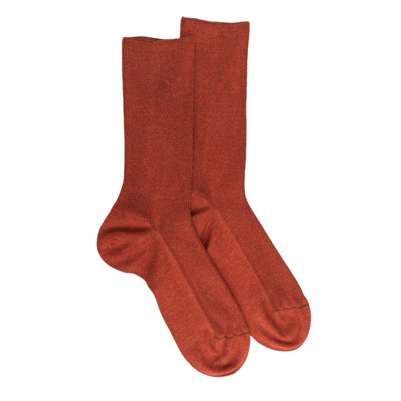 Calze da uomo a coste in cotone egiziano senza bordo elastico - Arancione | Doré Doré