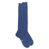 Calze lunghe da uomo a coste in 100% filo di Scozia tinta unita - Blu