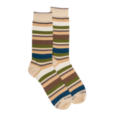 Calze da uomo in filo di Scozia a righe colorate - Lino Beige | Doré Doré