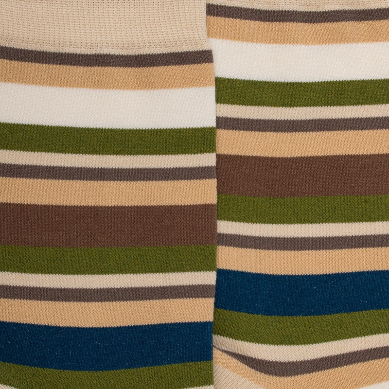 Calze da uomo in filo di Scozia a righe colorate - Lino Beige | Doré Doré