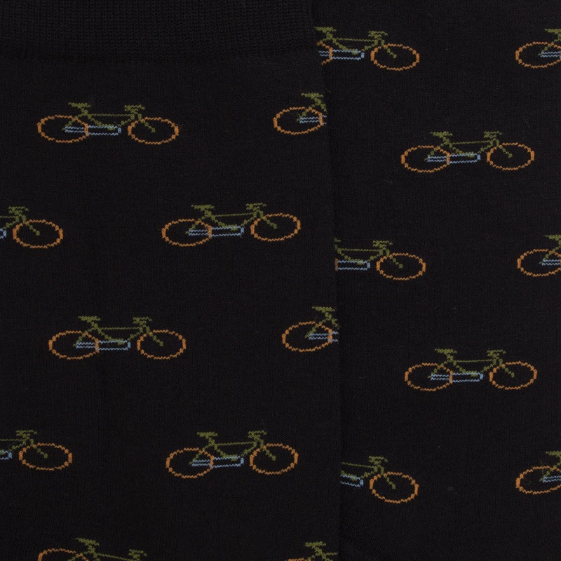 Calze da uomo in cotone fantasia biciclette - Nero | Doré Doré