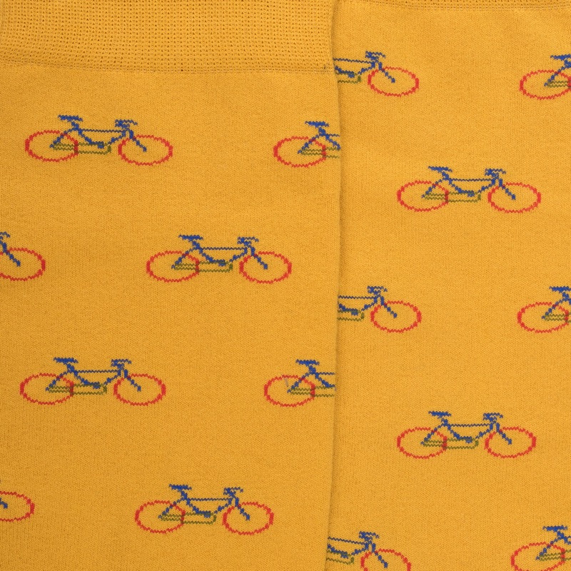 Calze da uomo in cotone fantasia biciclette - Giallo senape | Doré Doré