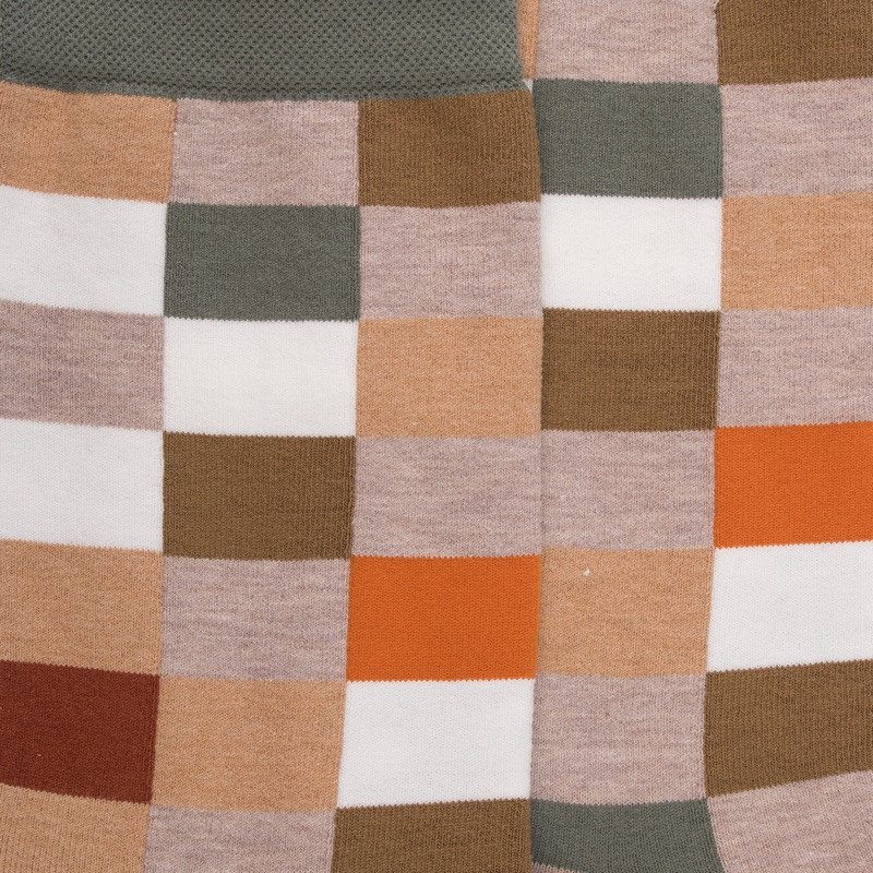 Calze da donna in cotone fantasia scacchiera - Beige Sahara | Doré Doré
