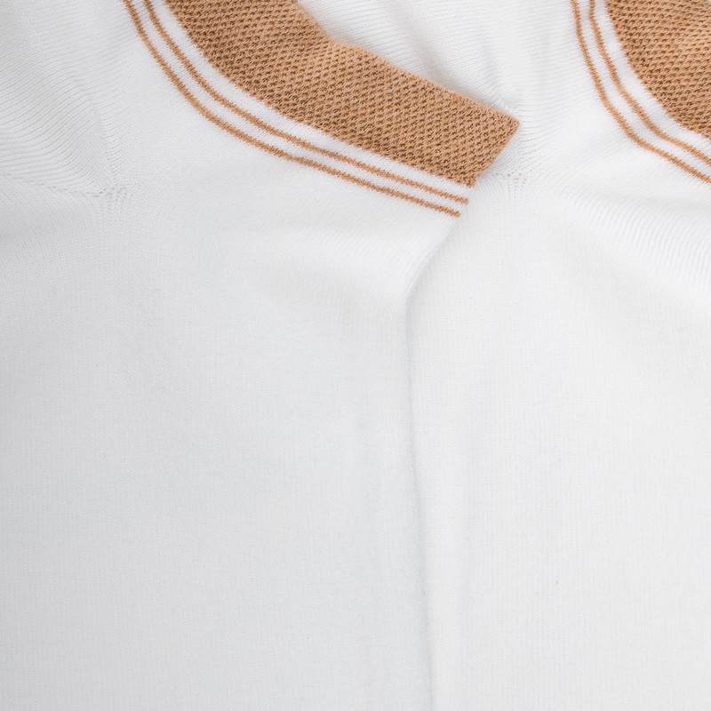 Calze corte da donna in cotone tinta unita con polso in contrasto - Bianco | Doré Doré