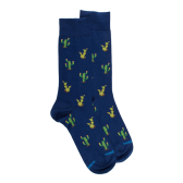 Calze corte da uomo in filo di Scozia fantasia cactus - Blu barca a vela | Doré Doré