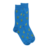 Calze corte da uomo in filo di Scozia fantasia cactus - Blu bacino | Doré Doré
