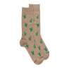 Calze corte da uomo in filo di Scozia fantasia cactus - Beige sabbia | Doré Doré