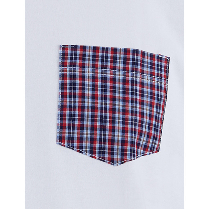 T-shirt da uomo in cotone con taschino a fantasia - Blu marino | Doré Doré