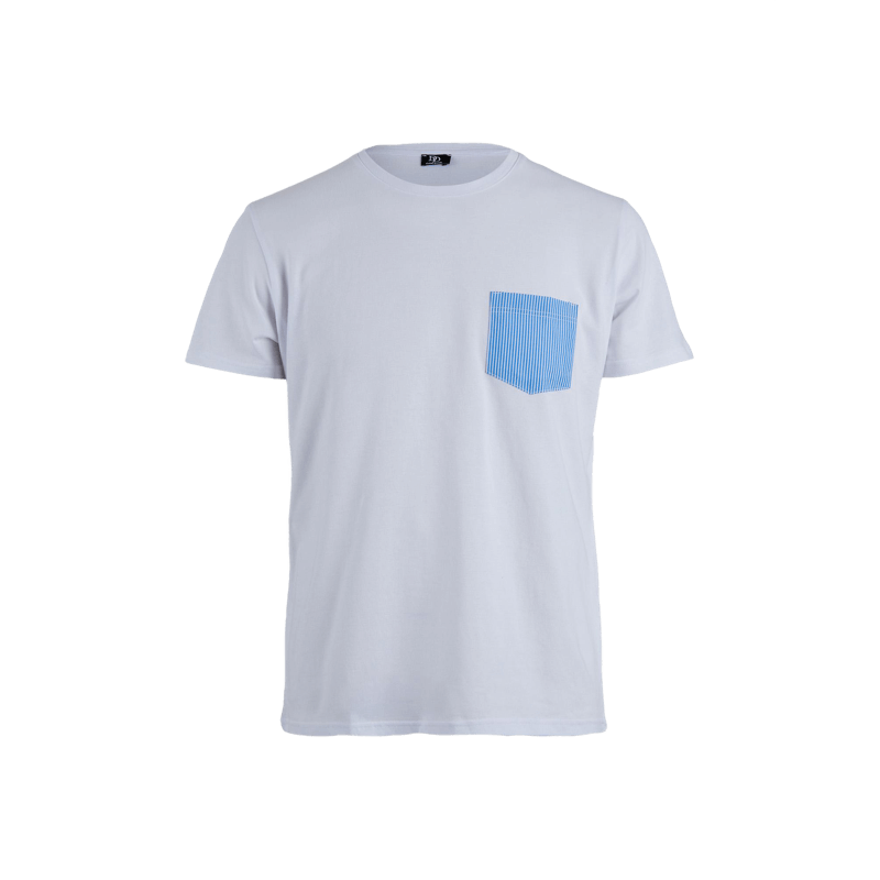 T-shirt da uomo in cotone con taschino a fantasia - Bianco | Doré Doré