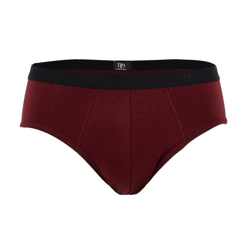 Slip intimo da uomo in cotone elasticizzato tinta unita con elastico logato - Melanzana | Doré Doré