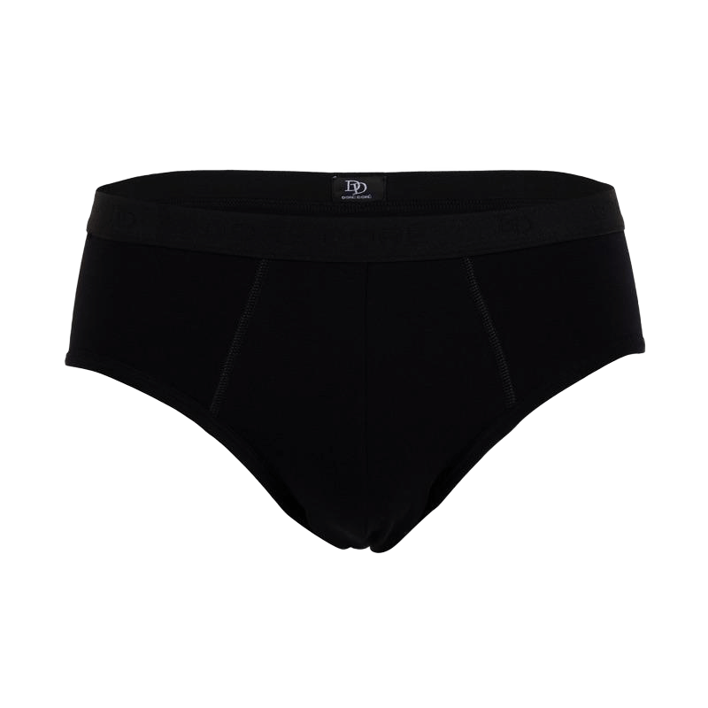 Slip intimo da uomo in cotone elasticizzato tinta unita con elastico logato - Nero | Doré Doré