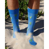 Calze corte da uomo in filo di Scozia fantasia cactus - Blu bacino | Doré Doré