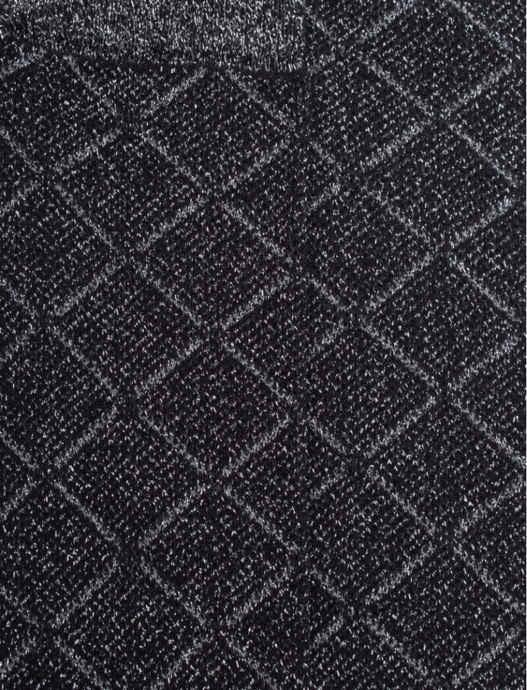 Calze lunghe da donna in cotone egiziano e cashmere fantasia rombi effetto scintillante - Nero | Doré Doré