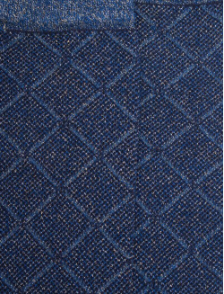 Calze lunghe da donna in cotone egiziano e cashmere fantasia rombi effetto scintillante - Blu marino scuro | Doré Doré