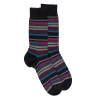 Calzini in lana merino a righe sottili multicolore - Nero