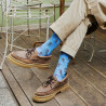 Calzini da uomo in cotone con disegno di coccodrillo tribale - Bleu Macadam | The Art of Socks Doré Doré