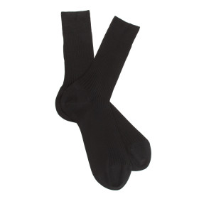 Lot de 7 chaussettes Homme côtelées en pur fil d'écosse - Noir