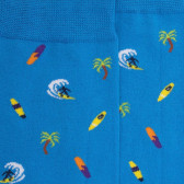 Calze da uomo in morbido cotone Surf and Palm - Blue | Doré Doré