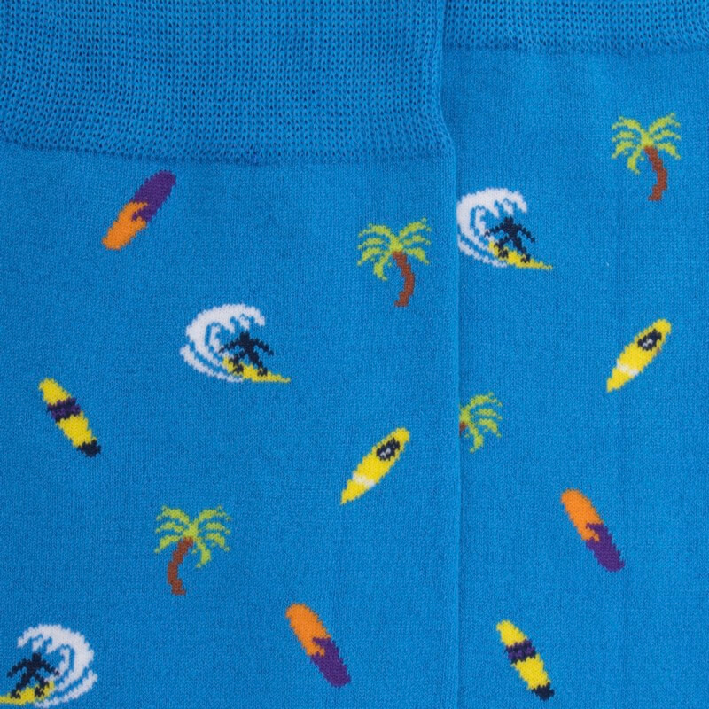 Calze da uomo in morbido cotone Surf and Palm - Blue | Doré Doré