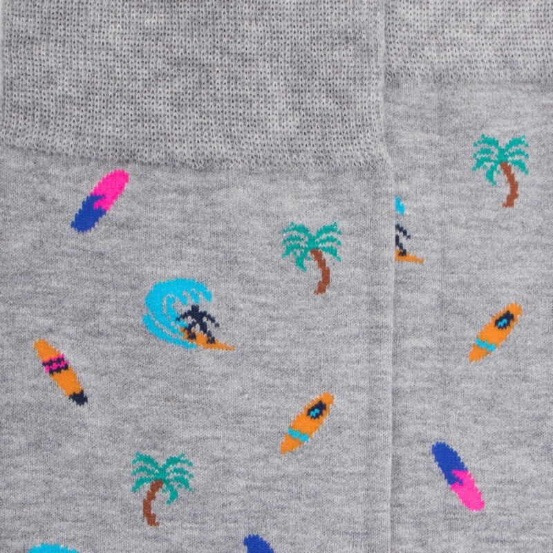 Calze da uomo in morbido cotone Surf and Palm - Grey | Doré Doré