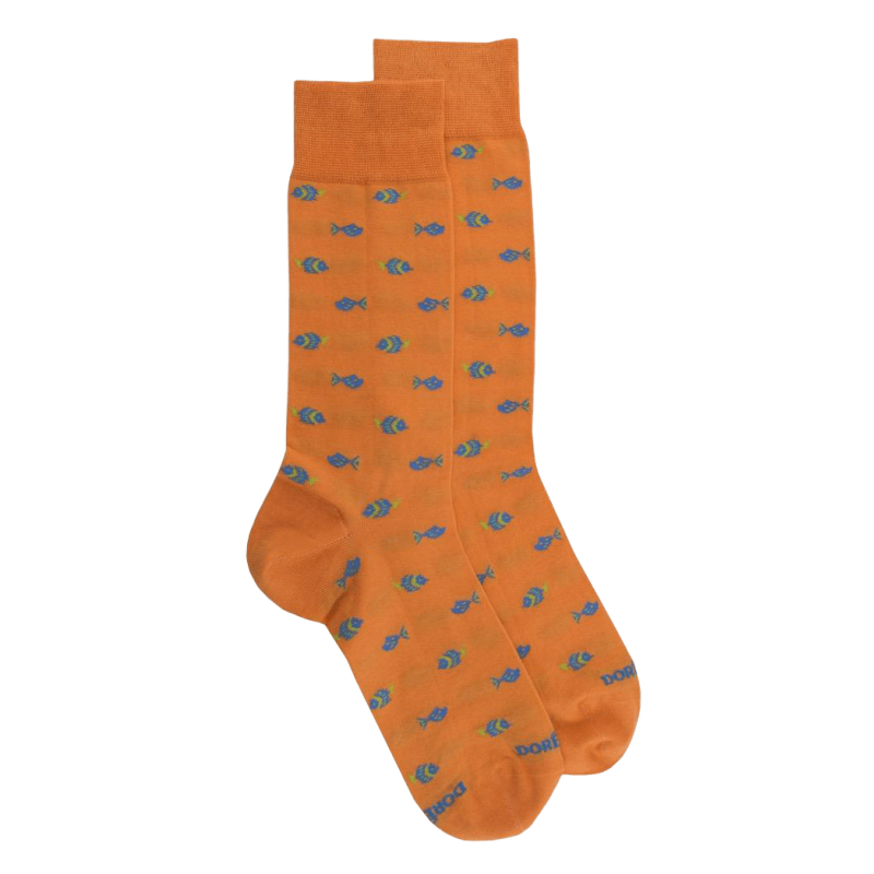 Calzini a forma di pesce in filato tartan - arancione | Doré Doré