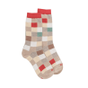 Calzini a scacchi in cotone per bambini - Beige Grège & Rouge Ponceau | Doré Doré
