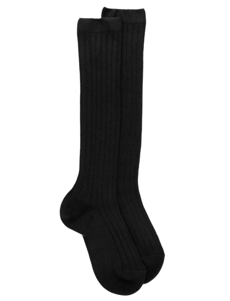 Calze alte nere a coste in morbido cotone per bambini Doré Doré