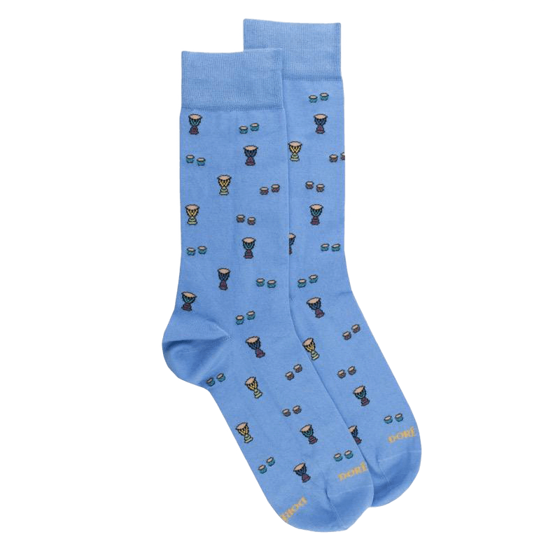 Calze da uomo in cotone con motivo a tamburo - Bleu Myosotis | Doré Doré