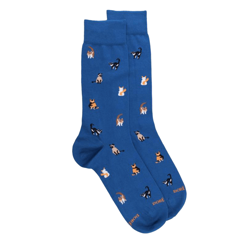 Calzini da uomo in cotone con disegno di gatto - Bleu Cosmos | Zen Cart! Doré Doré
