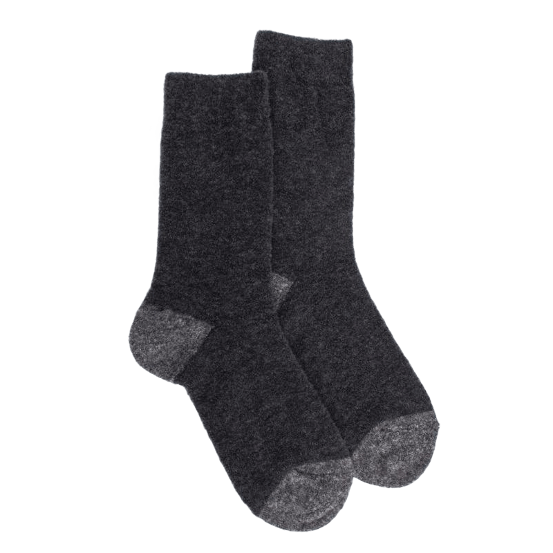 Chaussettes femme en laine polaire - Gris anthracite & Gris oxford | Doré Doré