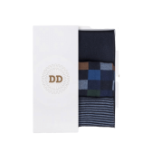 Boite cadeau de 3 paires de chaussettes homme en coton - Bleu marine foncé | Doré Doré