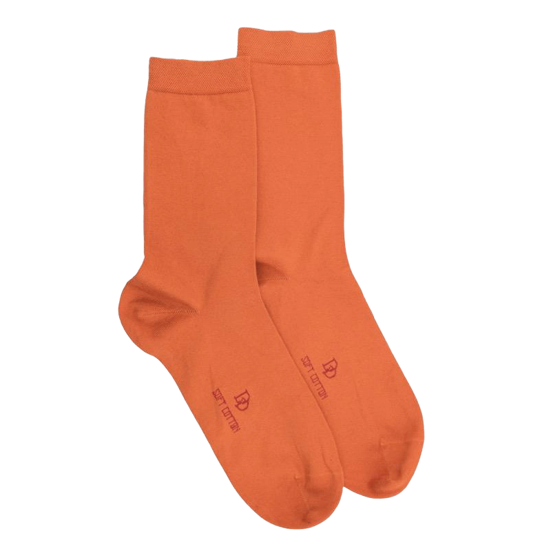 Chaussettes femme fines en coton égyptien - Abricot | Doré Doré