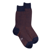 Chaussettes homme caviar en laine merinos - Bleu caban & Orange cognac | Doré Doré