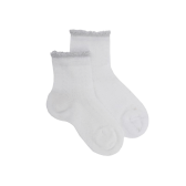 Calzini per bambini in filato scozzese traforato con coste a contrasto effetto lurex - Colletto: bianco | Doré Doré