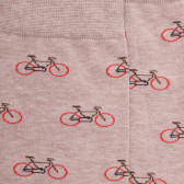 Calzini da bicicletta in cotone da uomo - beige sahara e rosso ponceau | Doré Doré