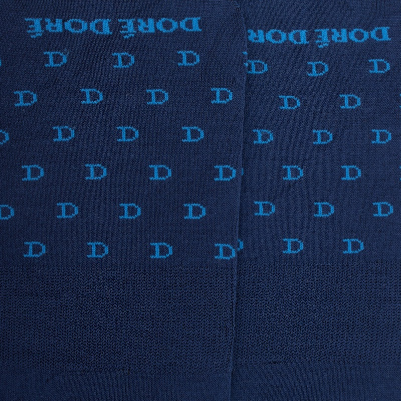 Calze invisibili da uomo in filato scozzese con motivo "DD" - Bleu Voilier | Doré Doré