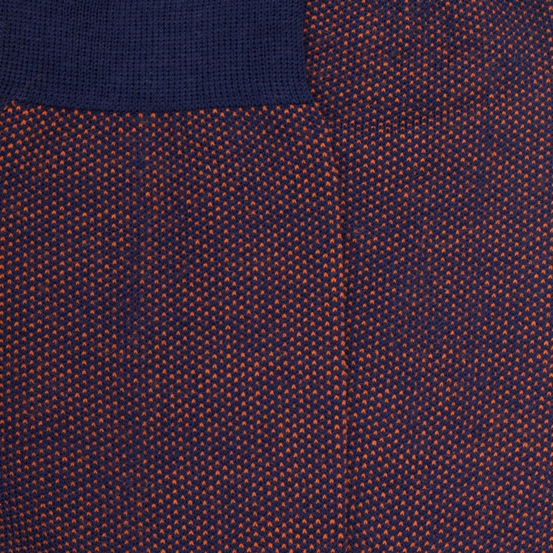 Chaussettes homme caviar en laine merinos - Bleu caban & Orange cognac | Doré Doré