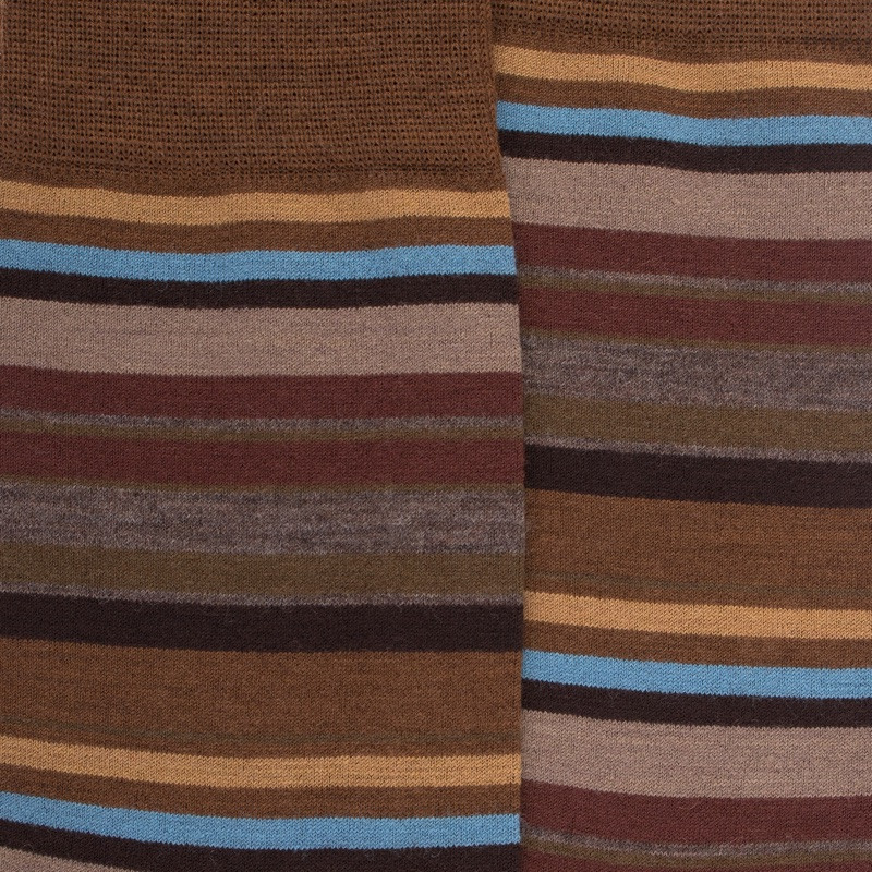 Chaussettes homme en coton à rayures fines multicolores - Bois & camel | Doré Doré