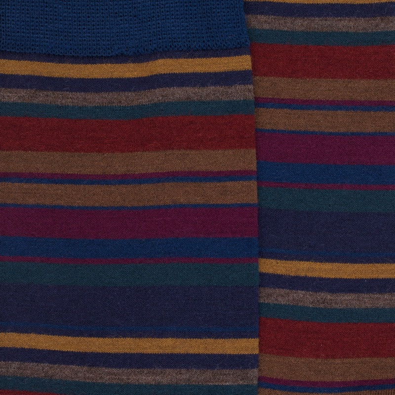 Calzini a righe sottili multicolore in lana merino - Blue | Doré Doré