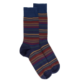Calzini a righe sottili multicolore in lana merino - Blue | Doré Doré