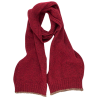 Sciarpa unisex in lana tinta unita con bordo in contrasto - Rosso amaranto & Tordo bianco
