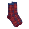 Calze da donna in cotone fantasia tartan effetto brillante - Rosso amaranto