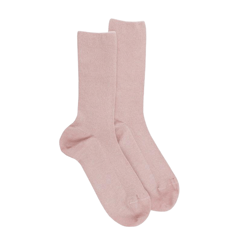 Calze a coste da donna senza elastico in cotone - Rose Praline | Doré Doré