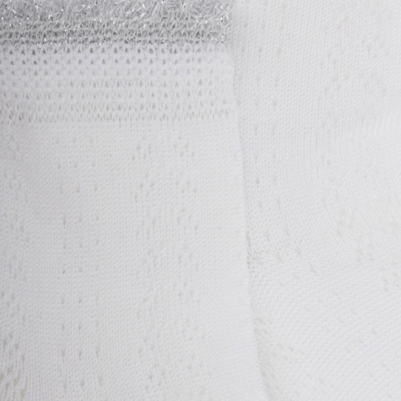 Calzini per bambini in filato scozzese traforato con coste a contrasto effetto lurex - Colletto: bianco | Doré Doré