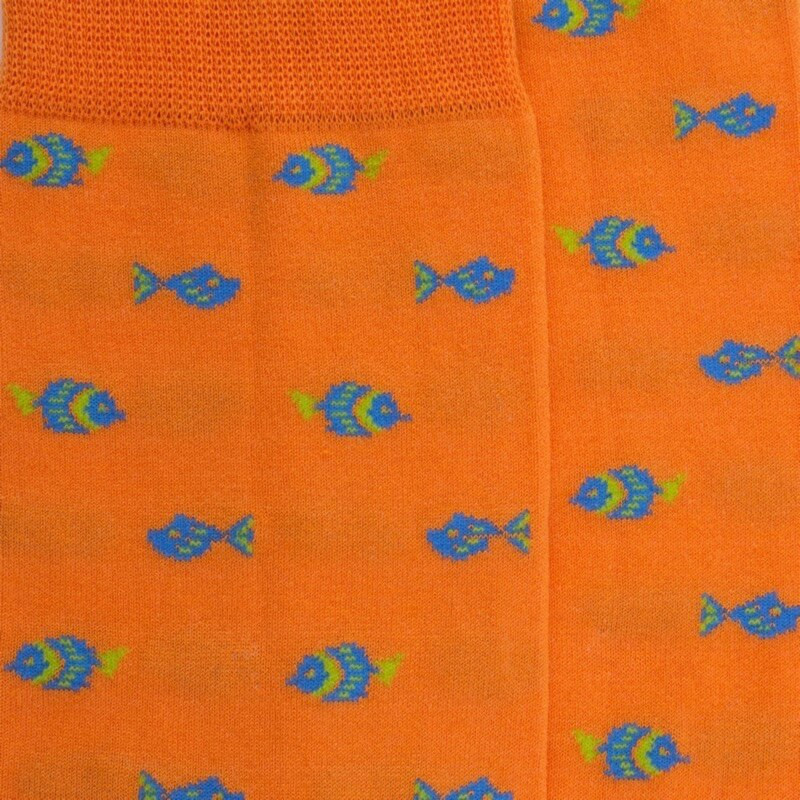 Calzini a forma di pesce in filato tartan - arancione | Doré Doré